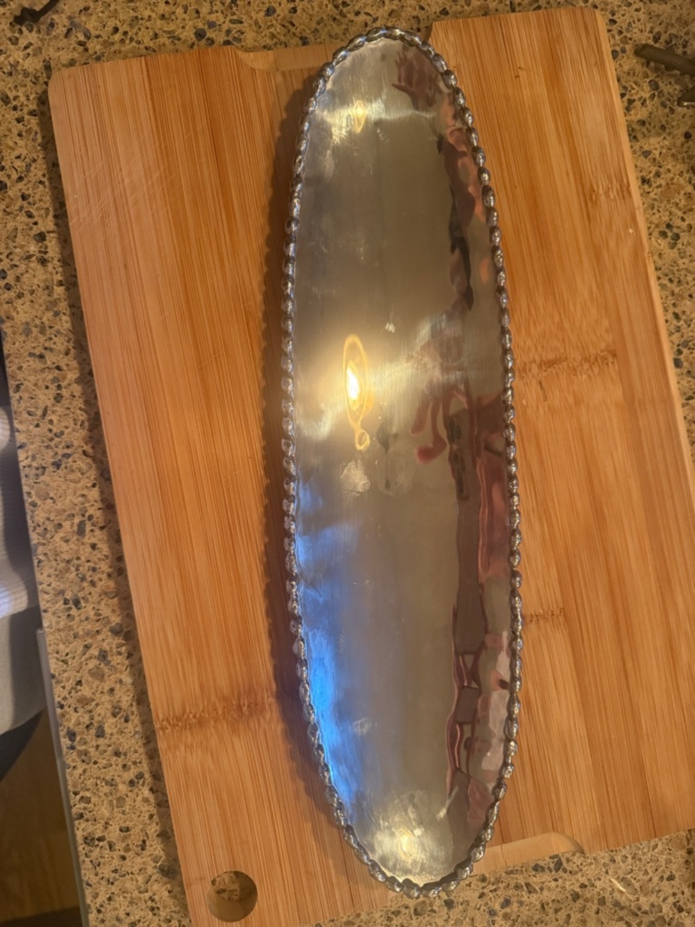Michael Aram Silver Beaded Long Oval Tray